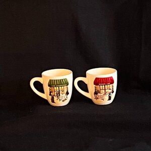 Set Collectable Nonni’s Café ‘Red Awning’/”Café Intermezzo’ Mugs